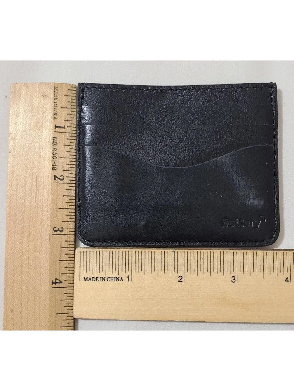 Battery Slim Leather Card Holder Wallet Black Minimalist Front Pocket Organizer